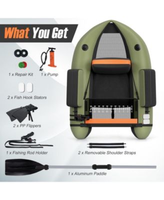 Inflatable Fishing Float Tube with Pump Storage Pockets and Fish Ruler