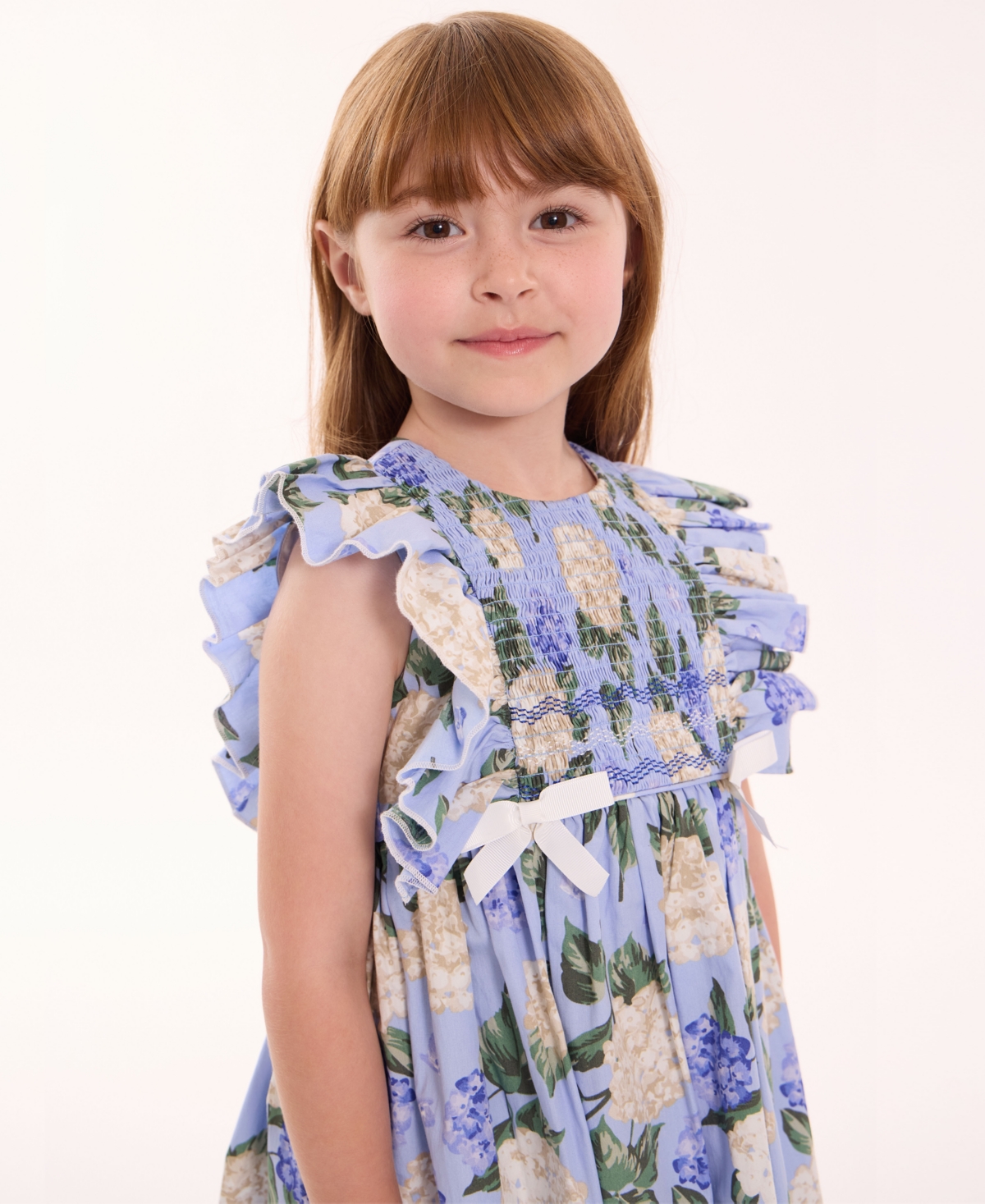 BONNIE JEAN TODDLER AND LITTLE GIRLS HYDRANGEA PRINT SMOCKED DRESS 