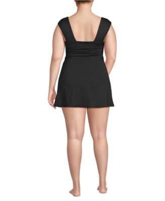 Women's Smoothing Square Neck Ruched Swim Dress Swimsuit