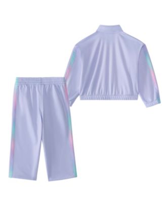 Baby Girls 2-Piece Long Sleeve Printed 3-Stripe Fashion Tricot Jacket & Pant Set