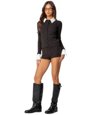 Womens Avey Detachable Cuff & Collar Cardigan