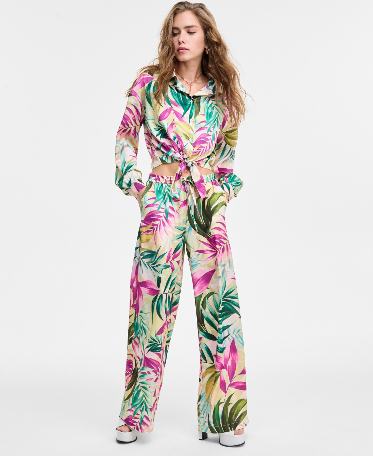 Women's Ines Wide-Leg Pants - Tropical Escape Print