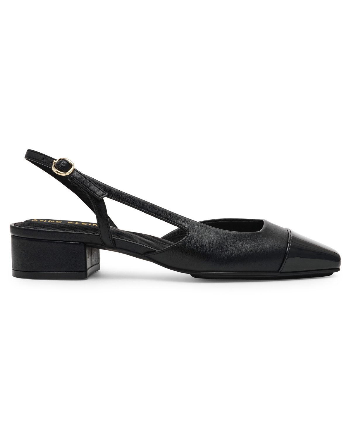 Anne Klein Women's Nia Block Heel Cap Toe Slingback Flats In Black