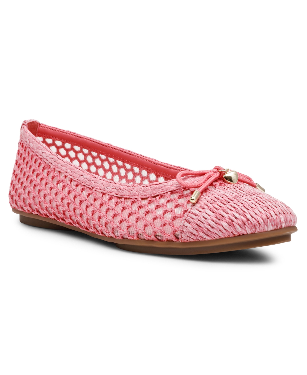 Anne Klein Luci Cap Toe Ballet Flat In Pink Raffia