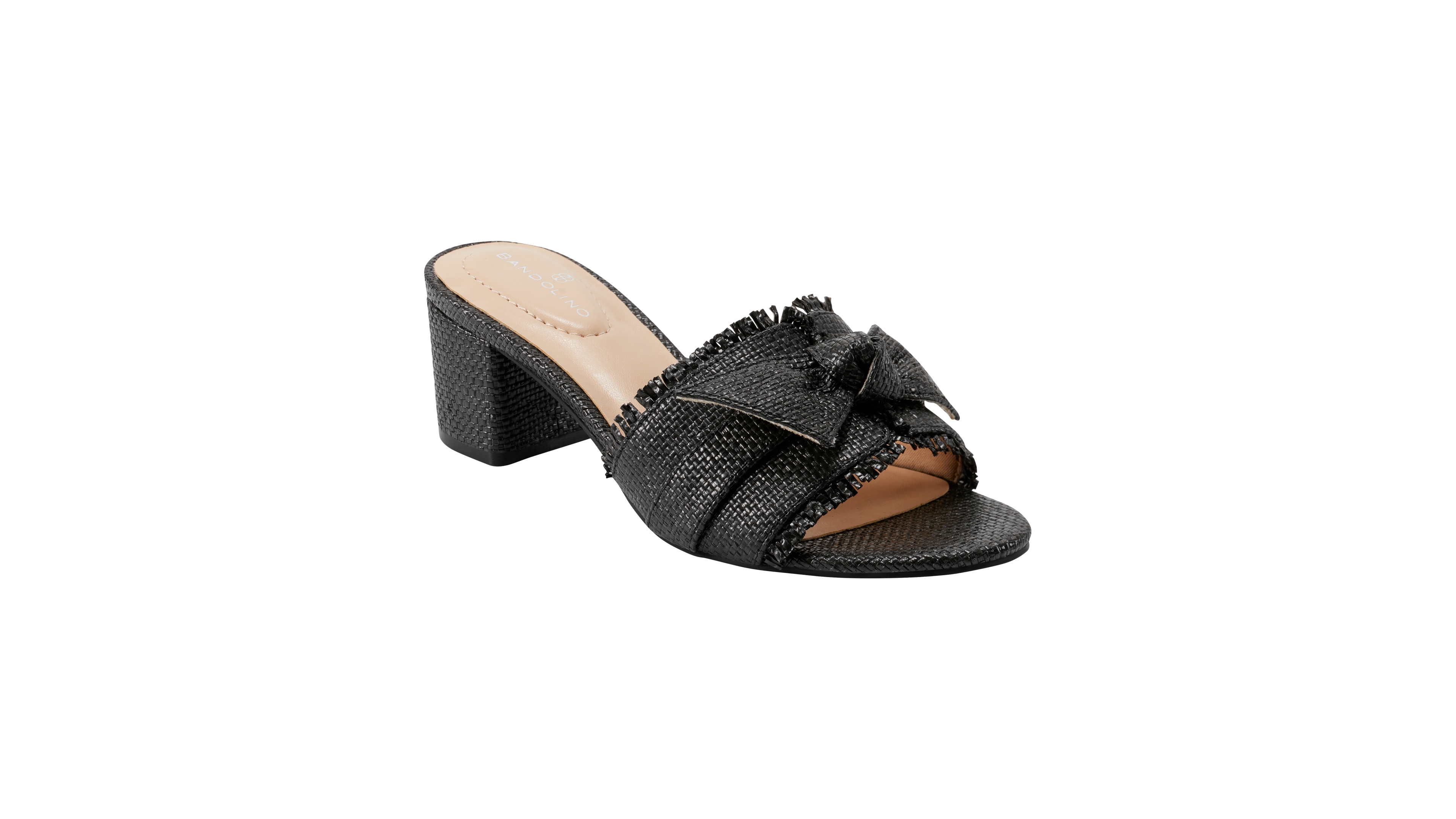 Bandolino Women's Arden Raffia Knotted Bow Block Heel Sandals