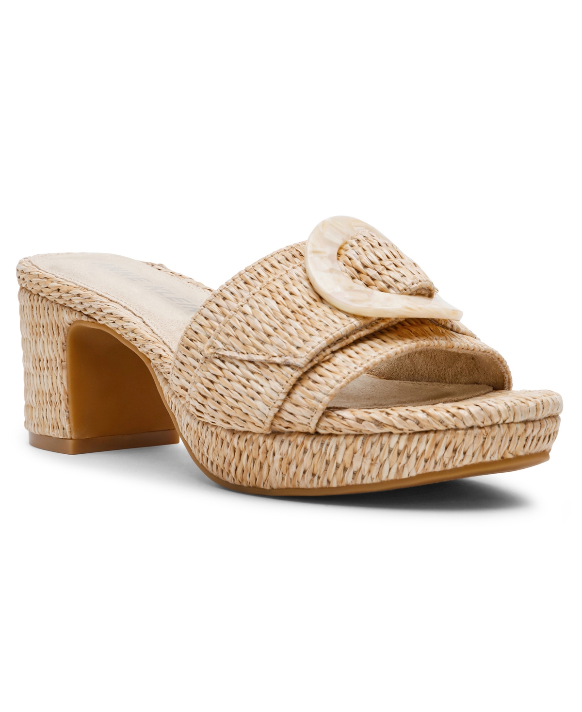 Women's Pepper Buckle Platform Block Heel Sandals - Natural Raffia