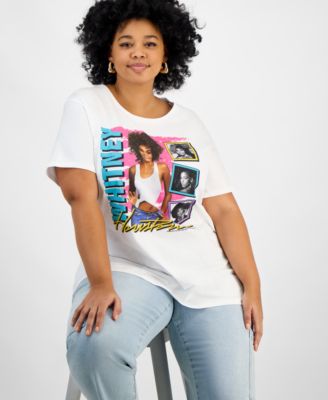 Trendy Plus Size Cotton Whitney Houston Graphic Tee