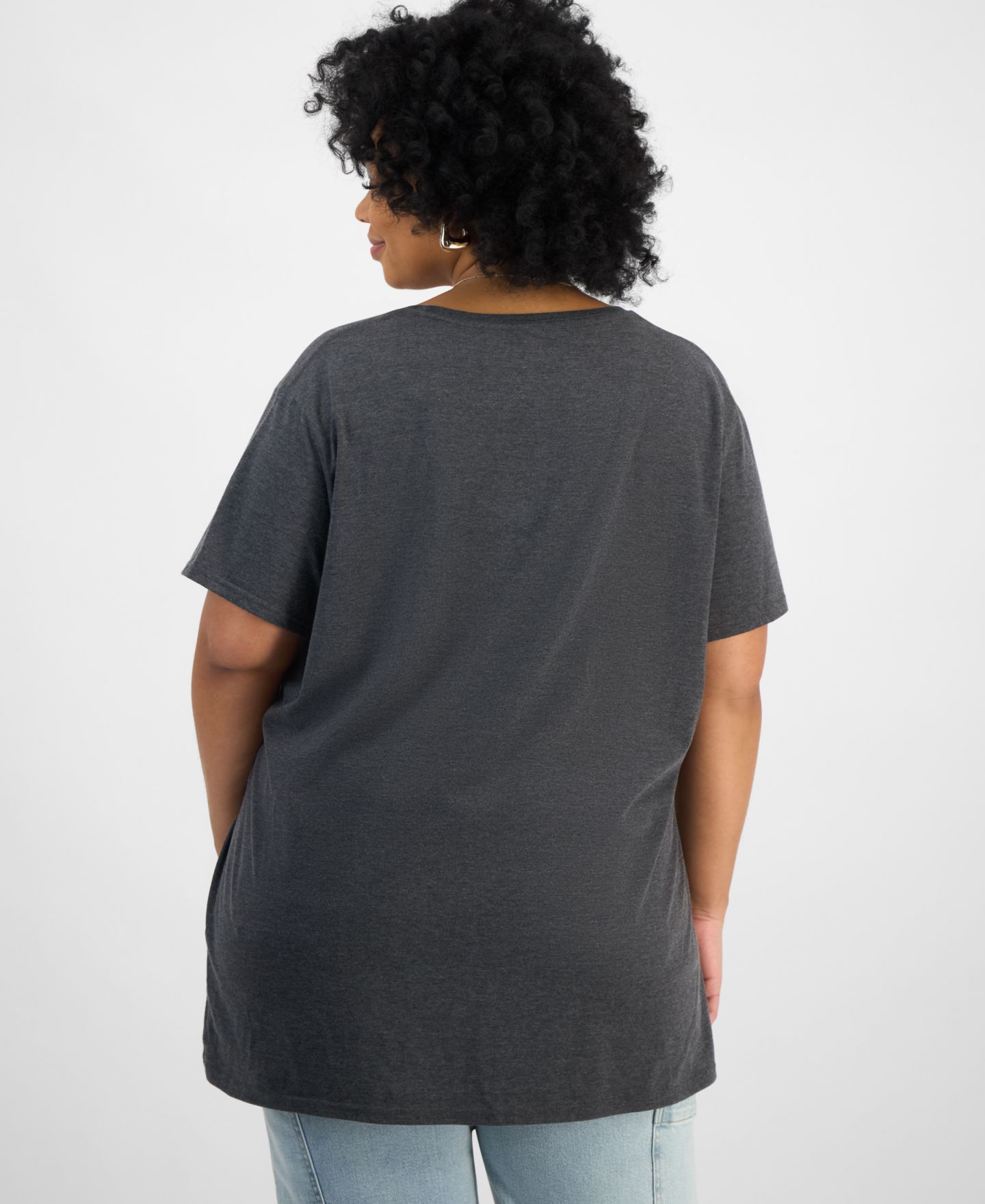 Женская футболка Hybrid Apparel Trendy Plus Size Cotton Whitney Houston Graphic, цвет: Серый — фото 4