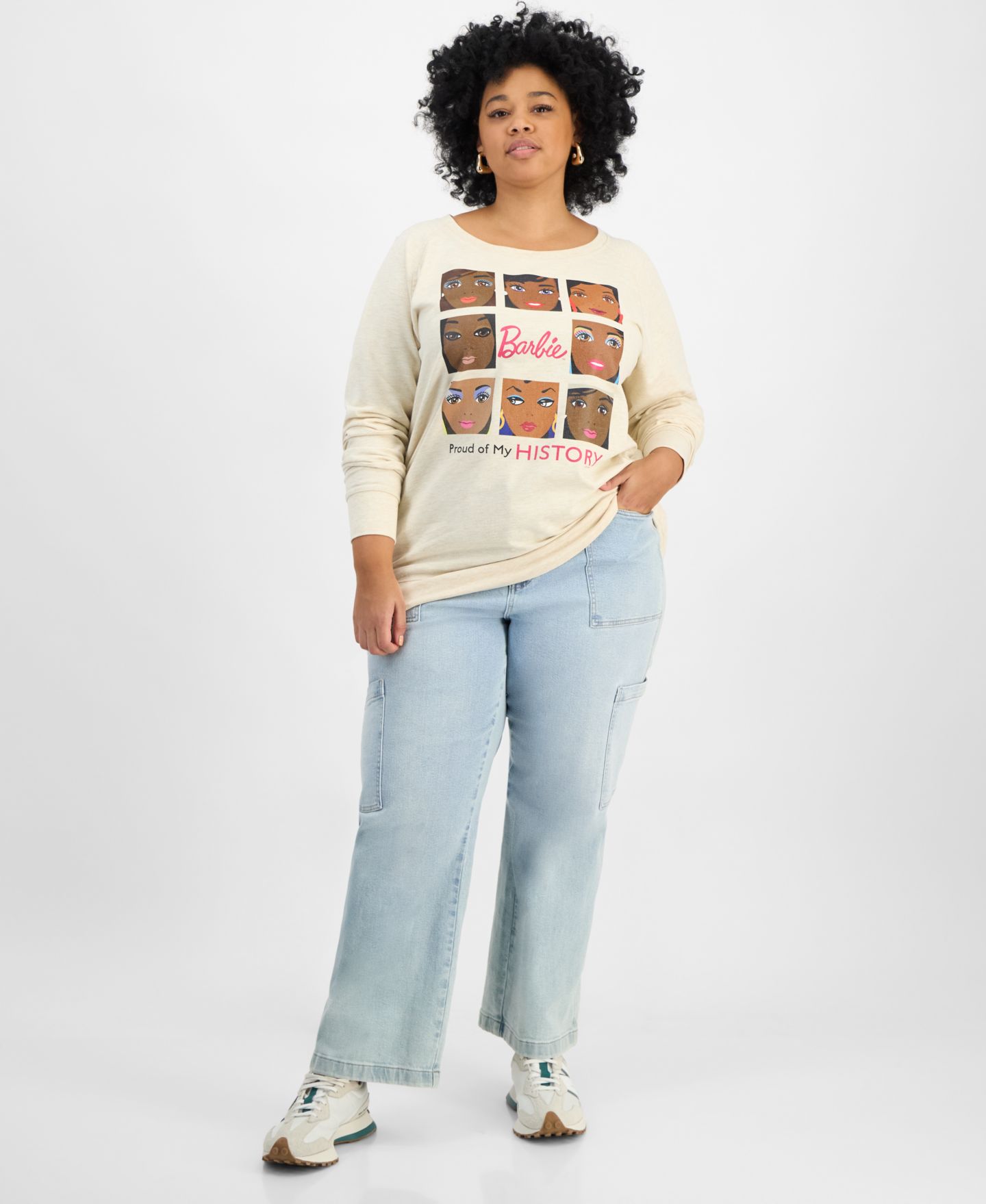 Женский топ Hybrid Apparel Trendy Plus Size Barbie Black History Month Graphic Top, цвет: Бежевый / Хаки — фото 2
