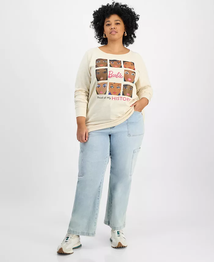Trendy Plus Size Barbie Black History Month Graphic Top - thumbnail 2