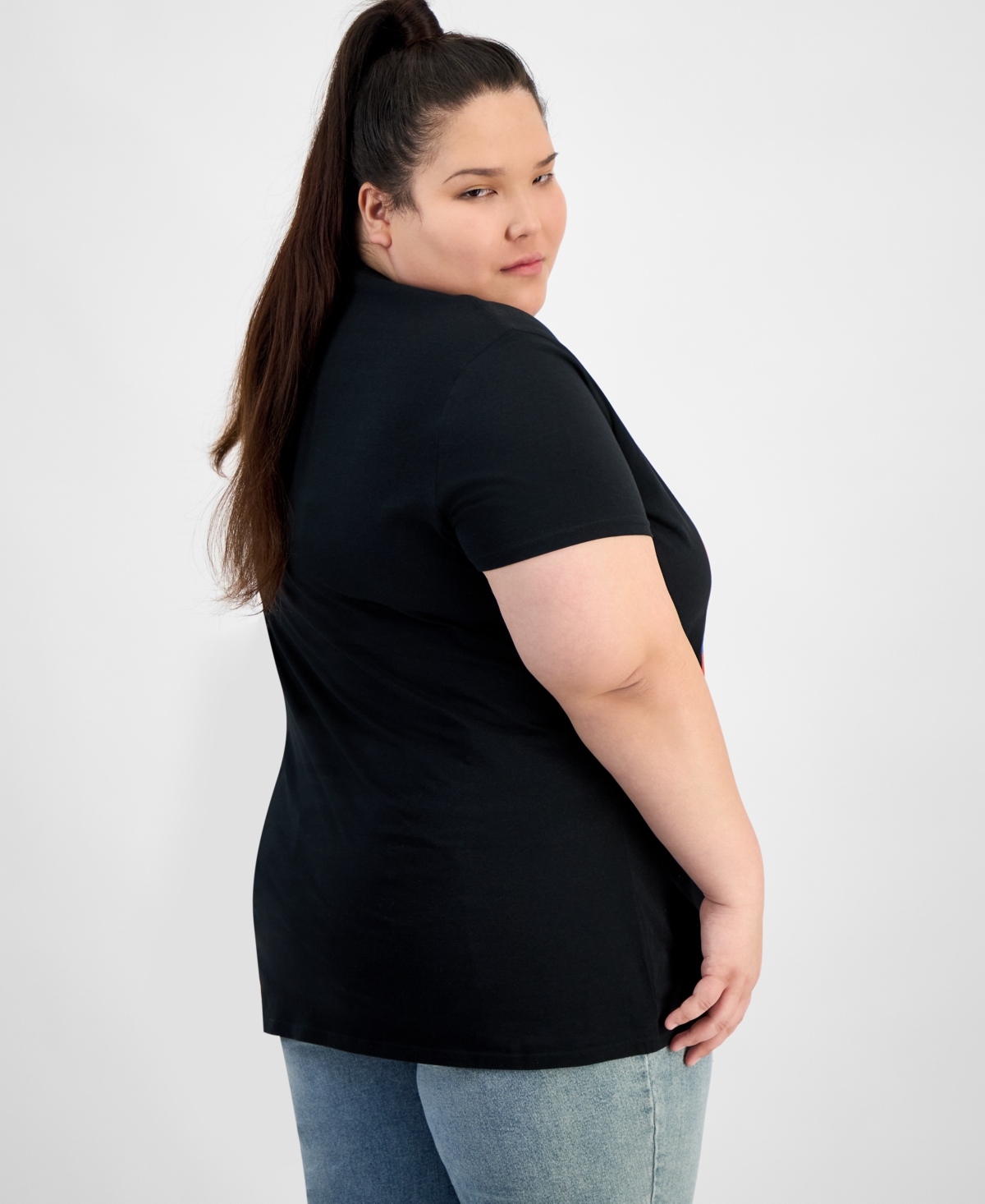 Hybrid Apparel Trendy Plus Size Aapi Hearts Graphic Tee In Beige,khaki