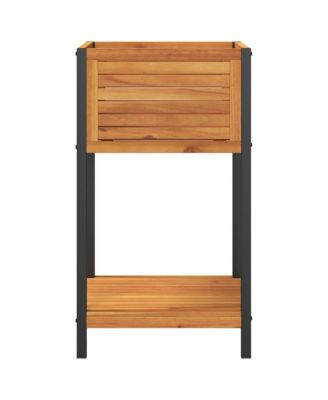 Garden Planter Brown Solid Acacia wood, Powder-coated steel Medium