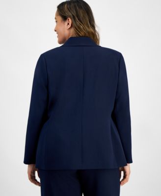 Plus Size Single-Button Crepe Blazer