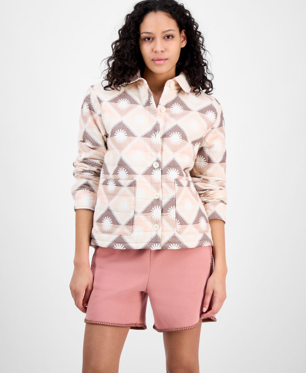 Shop Ugg Women's Quilted Sun Shirt Jacket In Sunstone Multi