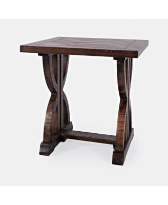 Fairview Transitional Herringbone Distressed Acacia End Table
