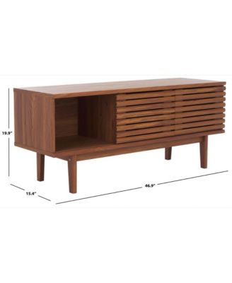 1 Pc Wood Media Stand, 2 Doors, Slatted Facade, Open Shelves – Entertainment Consoles