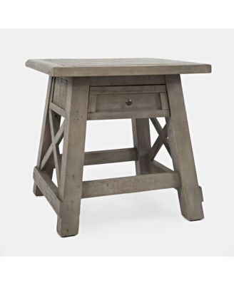 Outer Banks Reclaimed Pine USB Charging End Table - Driftwood