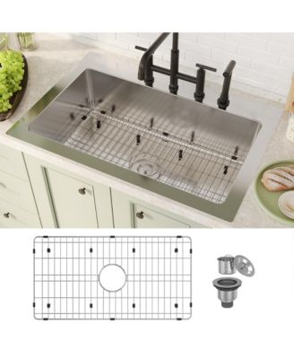 33" L x 22" W Single Bowl Stainless Steel Topmount Kitchen Sink with Accessories