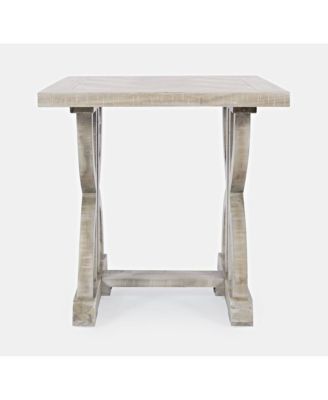Fairview End Table – 1 Pc, Distressed Acacia Wood, Herringbone Pattern, Transitional Style Living Room Accent Furniture