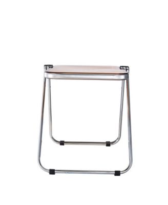 Rectangular Folding Side Table in Chrome Finish with Plastic Tabletop