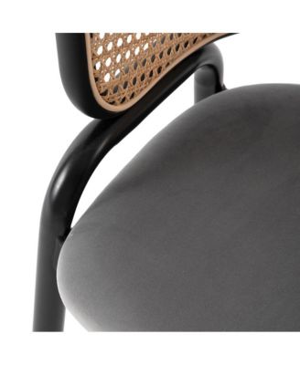 Dining Chair With Stainless Steel Legs Velvet Seat and Wicker Back