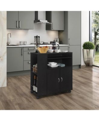 Alaina Kitchen Island Rolling Cart on Wheels with Storage Cabinet