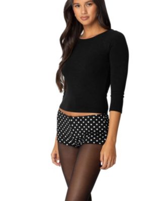 Womens Mary Quarter Sleeve Wide Neck Top