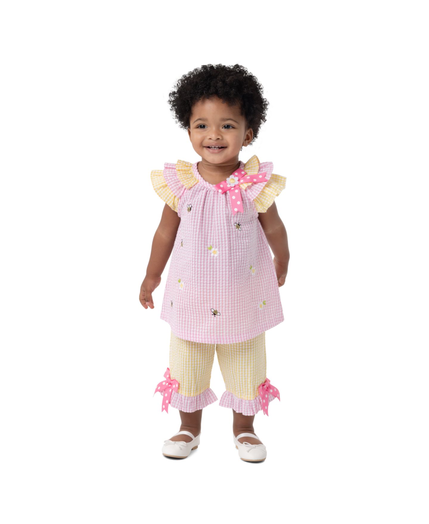 Платья Rare Editions 2-Piece Spring Seersucker Dress Set для девочек-малышей, цвет: Розовый — фото 1