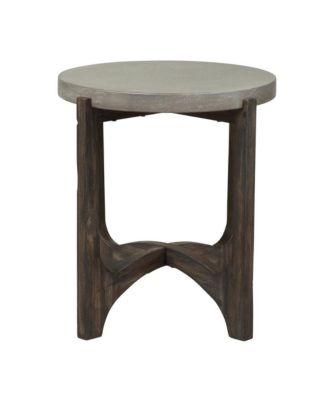 1Pc Concrete Top Wood End Table with Interlocking Legs – End Table