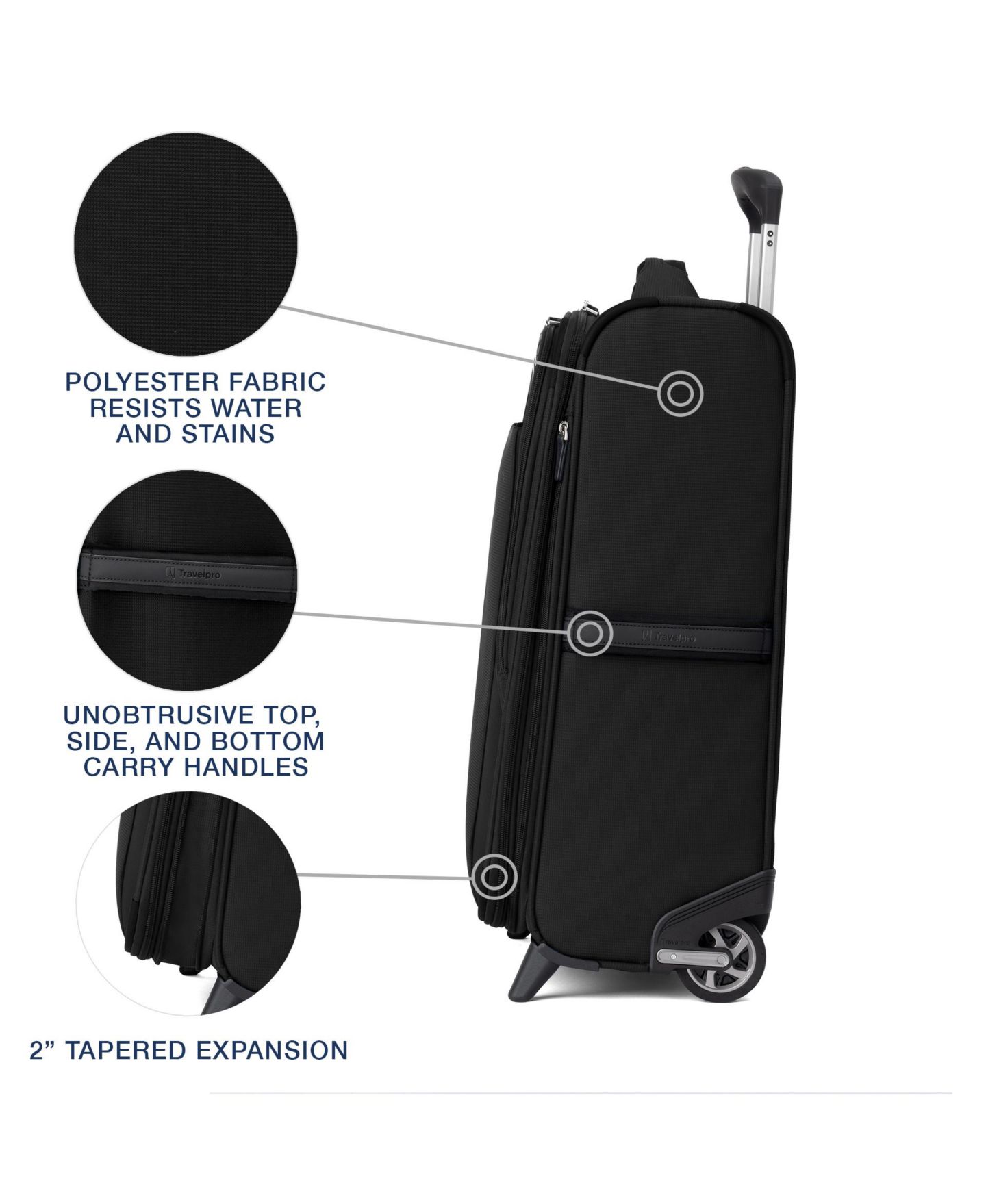 Чемодан Travelpro WalkAbout 7 Medium 2-Wheel Carry-on Expandable Rollaboard, цвет: Чёрный — фото 10