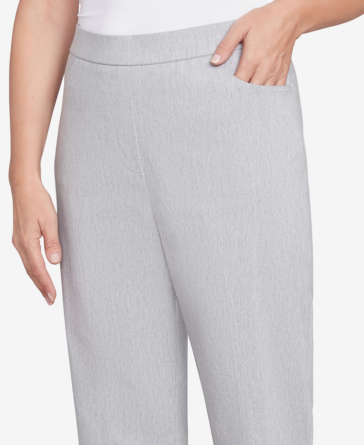 Alfred Dunner Petite Stockbridge Pull-on Corduroy Flat Front Average Length Pants In Pearl