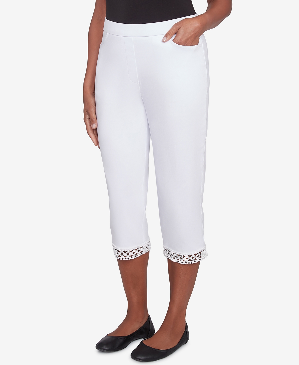 Alfred Dunner Women's Dress Code Comfort Allure Embellished Capri Pants