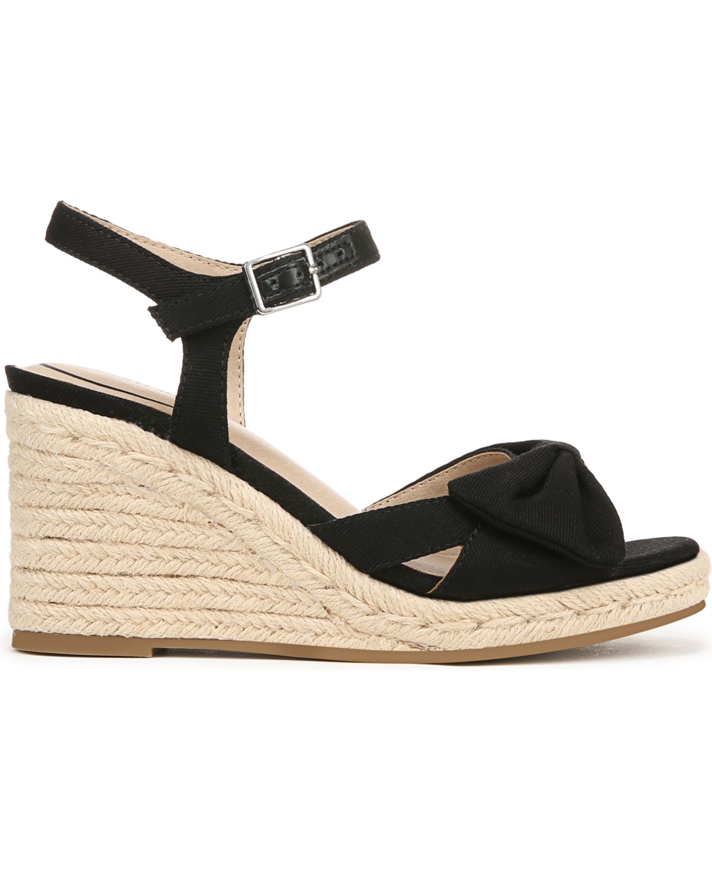 Женские сандалии LifeStride Tahlia Open RoundToe Espadrille Wedge, цвет: Чёрный холщовый — фото 2