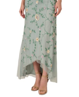 Women's Bead Flutter-Sleeve Midi Mesh Dress