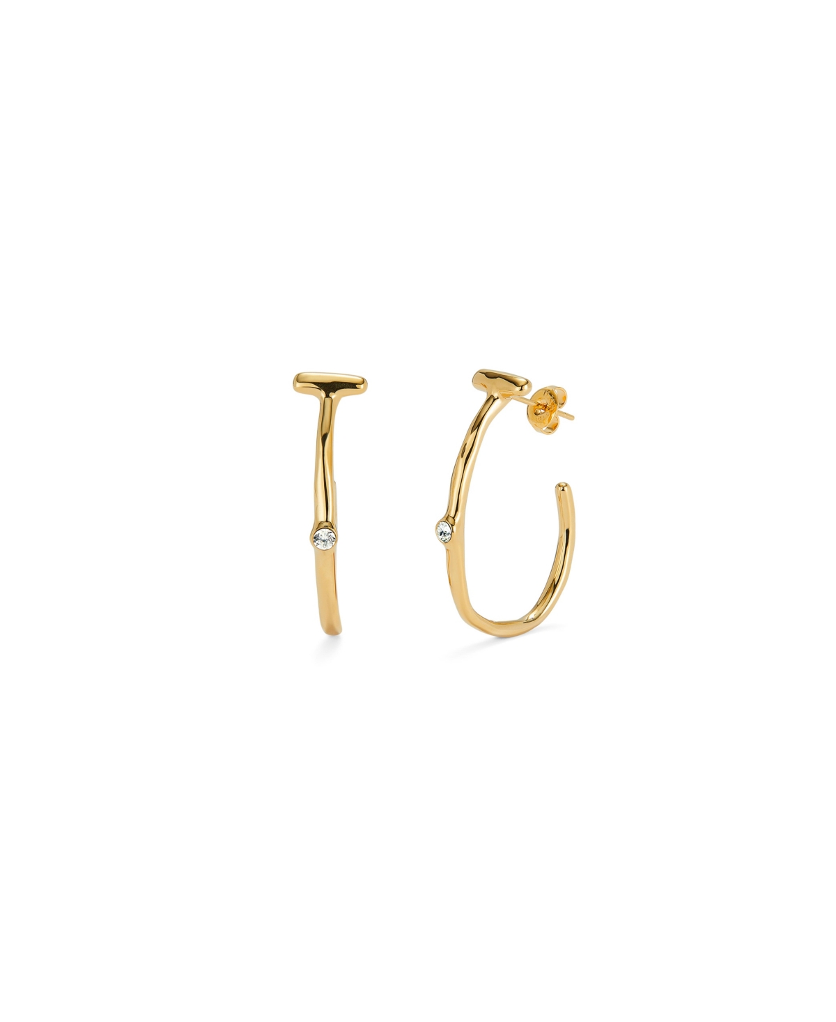 UNOde50 White Topaz Hoop Earrings - Gold