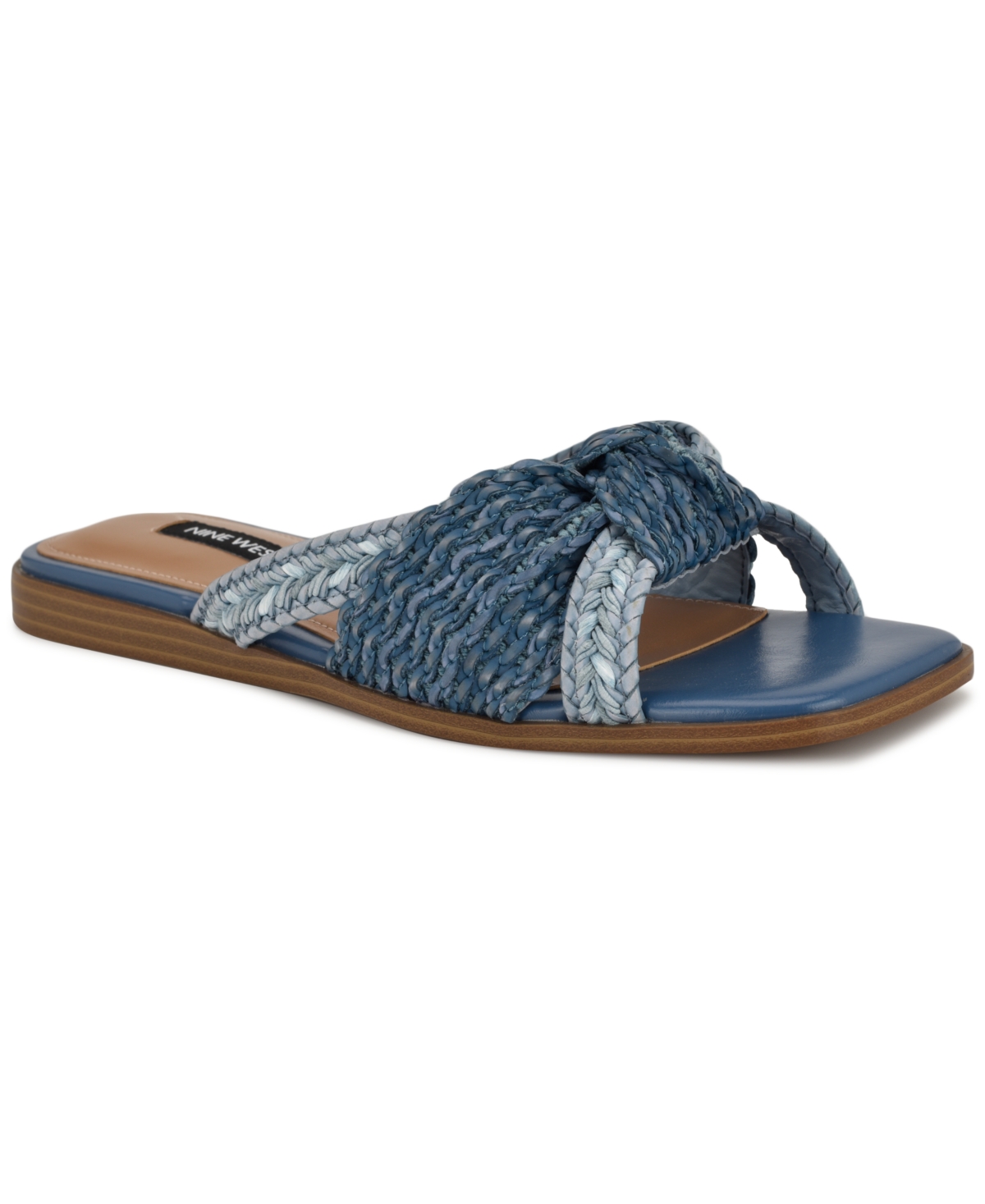 Nine West Omansa Slide Sandal In Blue Denim