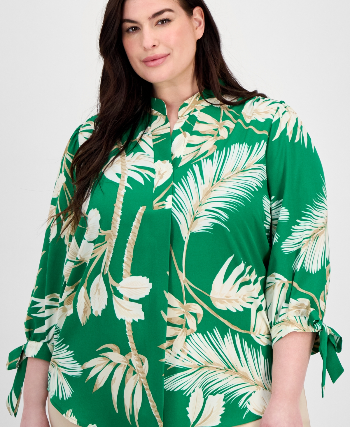 Anne Klein Plus Size Printed 3/4-sleeve Top
