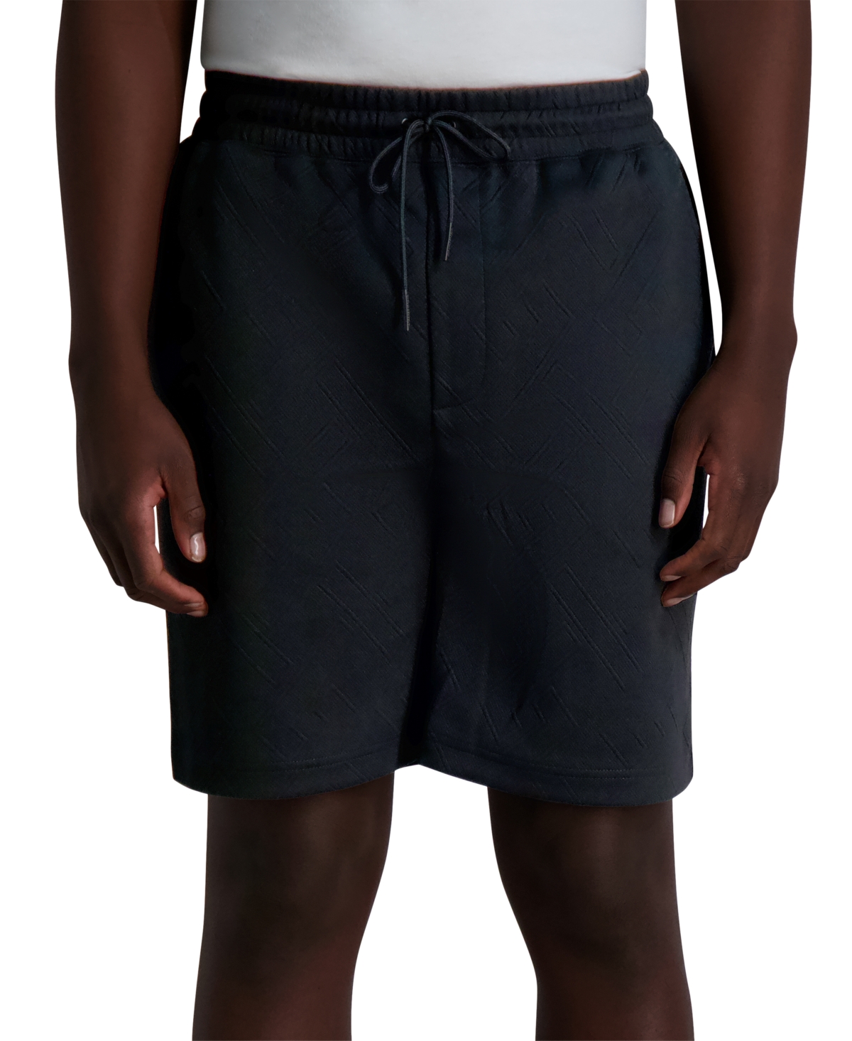 Men's Relaxed Fit Drawstring Jacquard 8-1/2" Shorts - Black