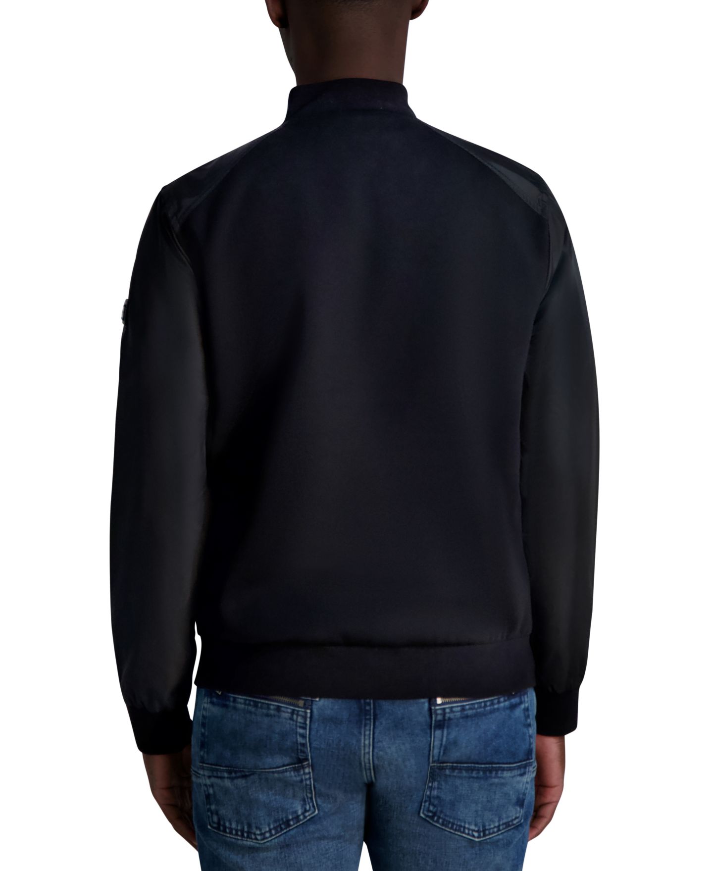 Мужская куртка KARL LAGERFELD PARIS Relaxed Fit Zip-Front Mixed-Media Bomber — фото 2