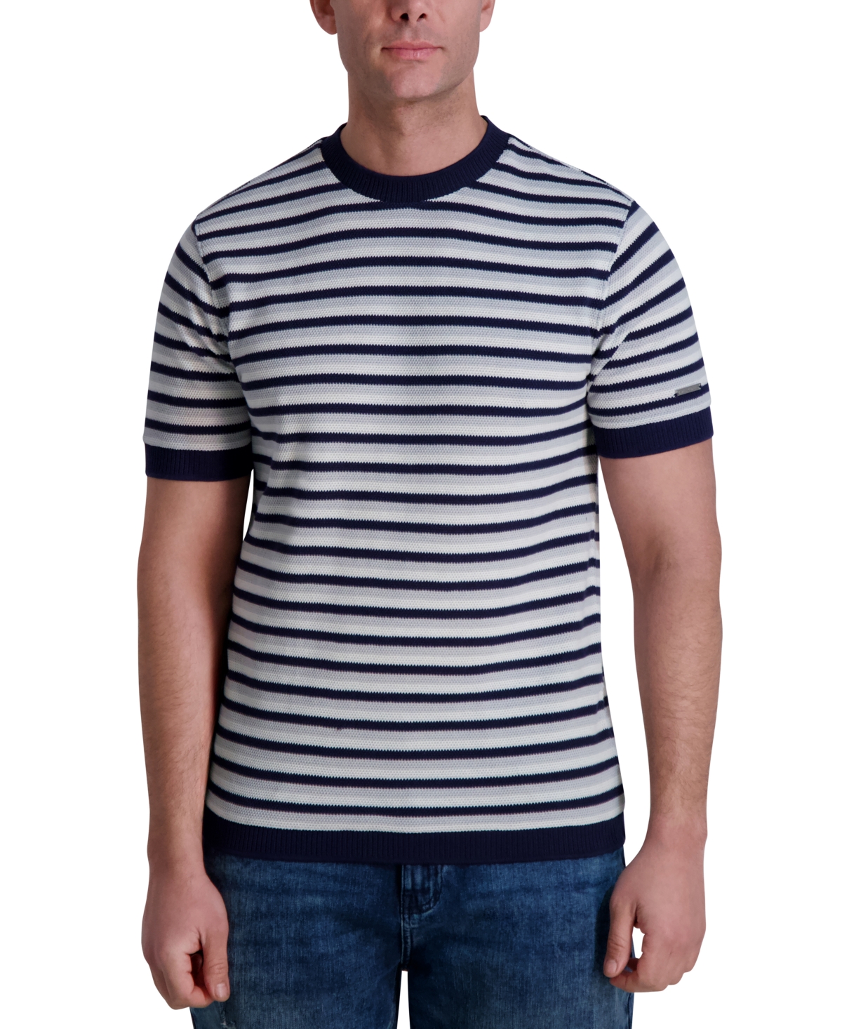 Karl Lagerfeld Men's Slim Fit Short Sleeve Crewneck Striped T-shirt In Multi