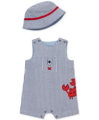 Little Me - Baby Boys 2-Pc. Cotton Crab Sunsuit & Bucket Hat Set