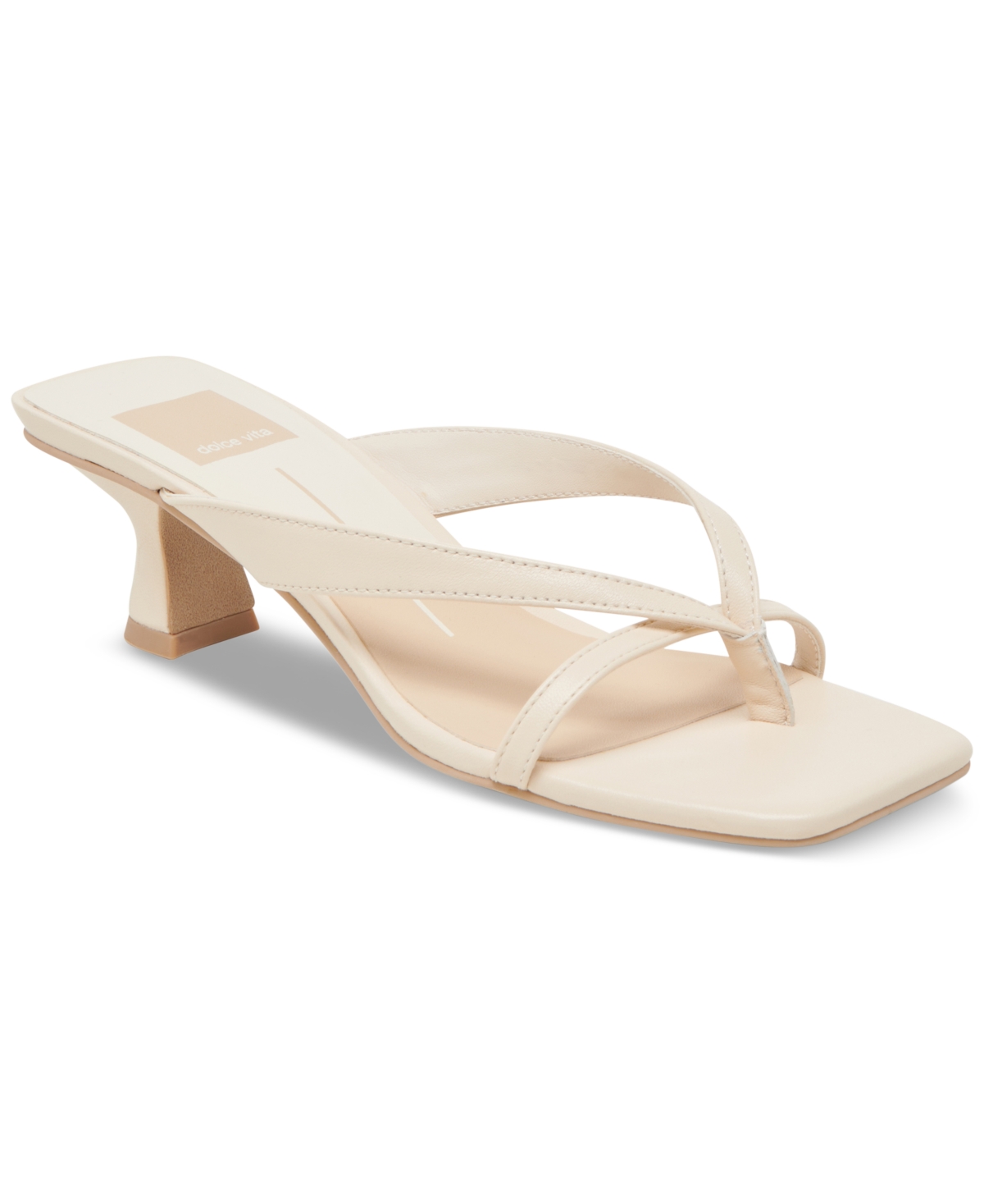 Shop Dolce Vita Women's Brevel Thong Low Block Heel Dress Sandals In Bone Leather