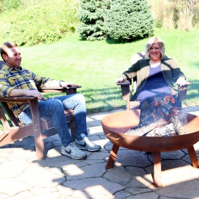 Outdoor Camping or Backyard Round Cast Iron Rustic Fire Pit Bowl with Handles