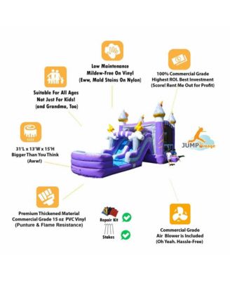 Thunder Commercial Grade Bounce House Water Slide with Pool for Kids and Adults (with Blower), Basketball Hoop, Wet Dry Combo, Outdoor, Big Inflatable, Birthday Party Rental