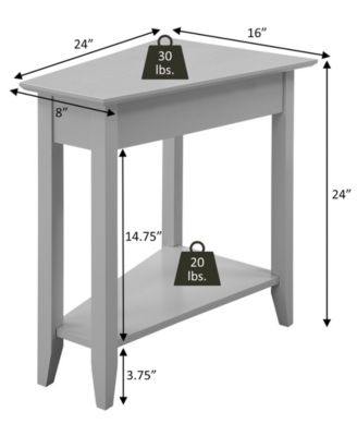 24" Rubber wood AH Wedge End Table with Shelf
