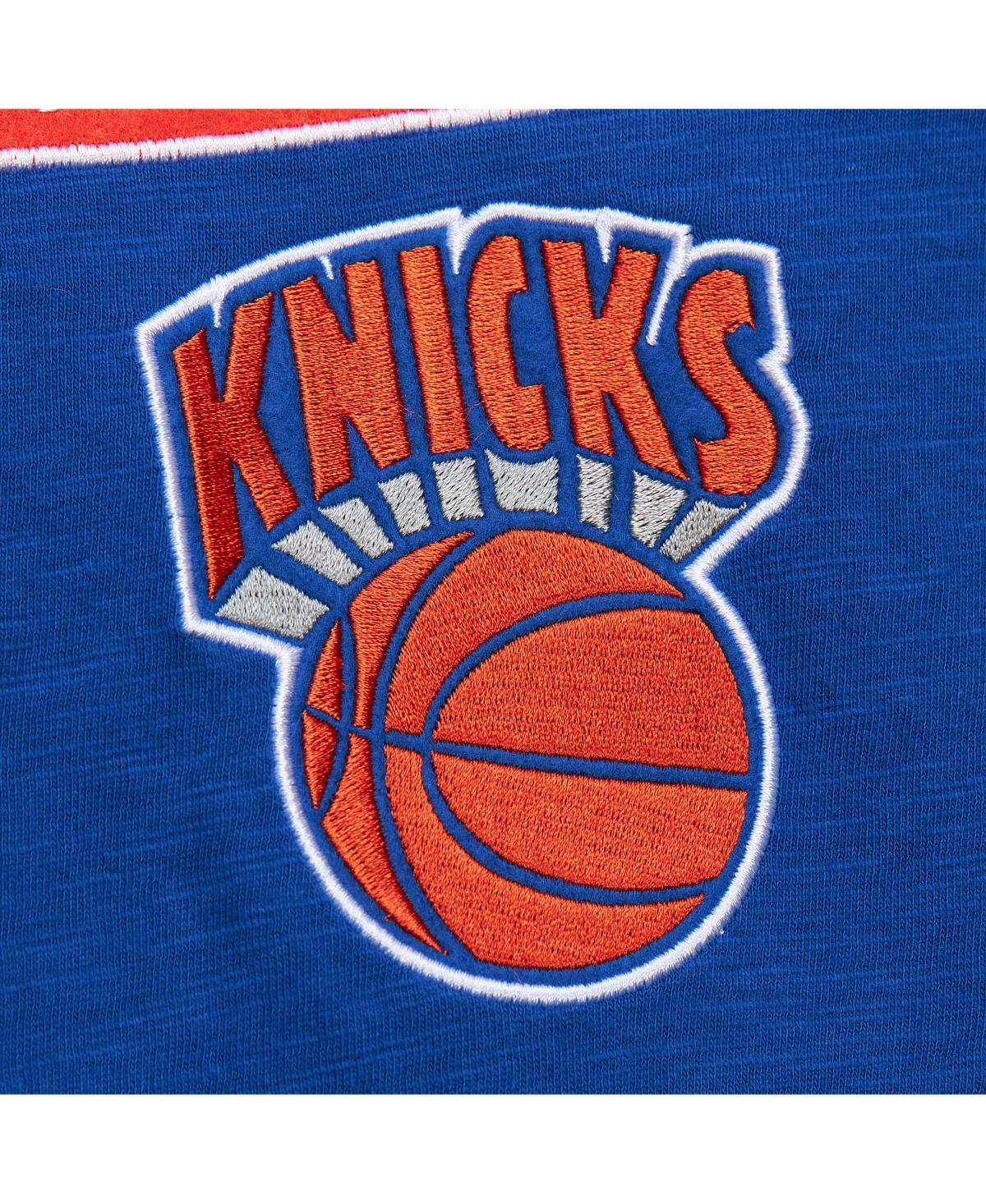 Mitchell & Ness Men's Blue New York Knicks Hardwood Classics Felt Applique Slub T-shirt In Blue