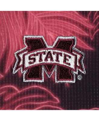 Men's Maroon Mississippi State Bulldogs Coast Luminescent Fronds IslandZone Button-Up Camp Shirt