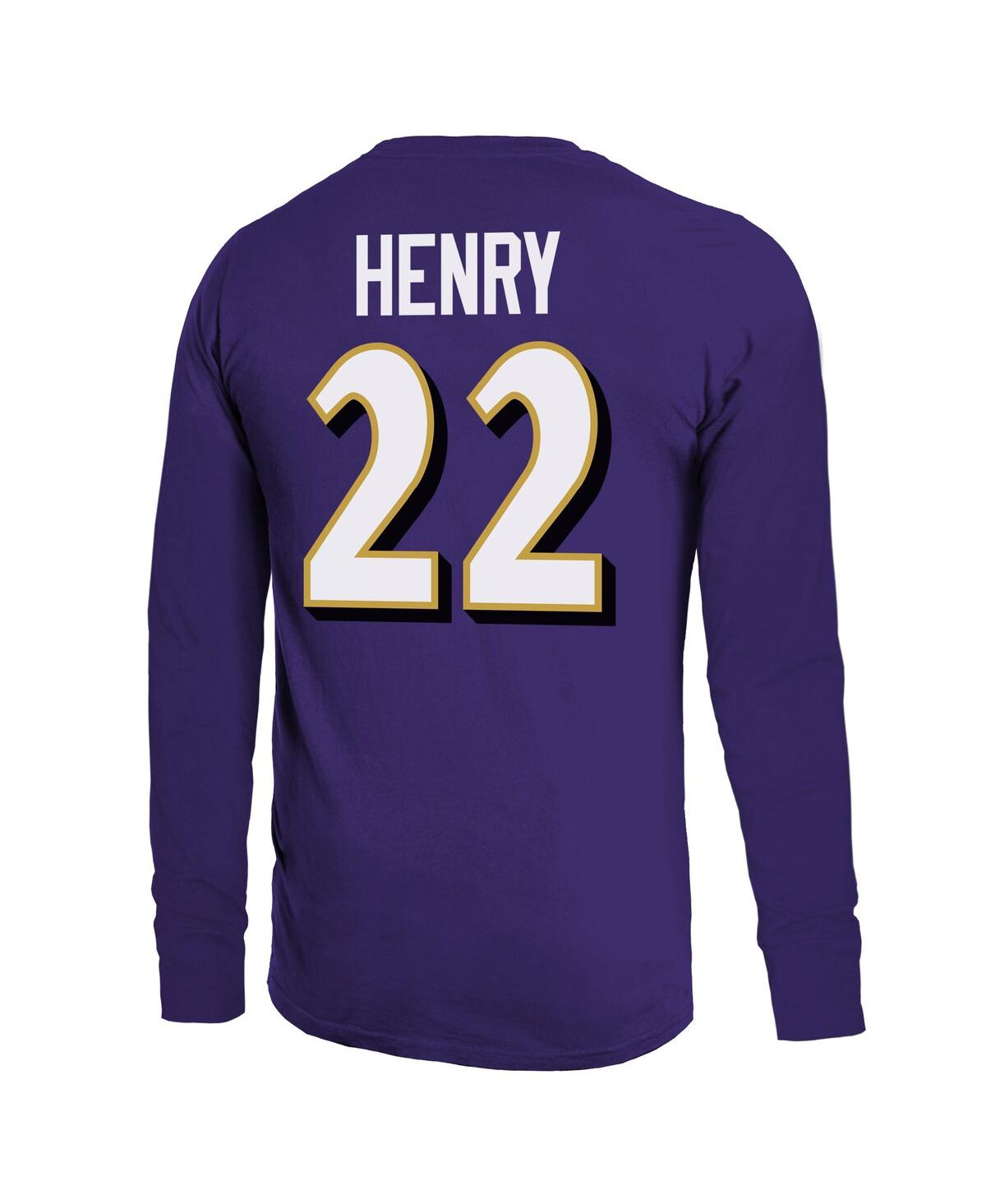 Majestic Men's Purple Derrick Henry Baltimore Ravens Name Number Long Sleeve T-shirt In Purple
