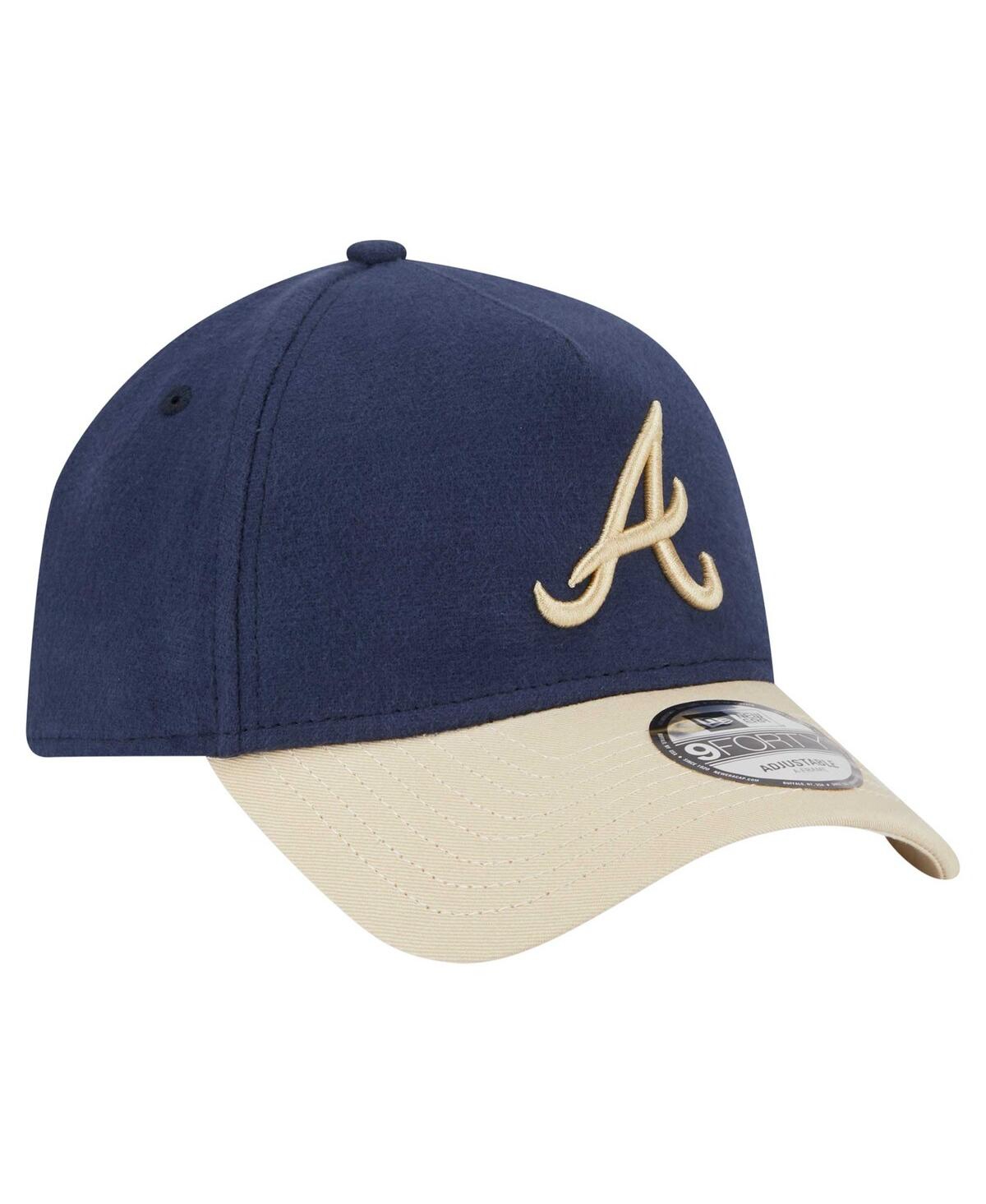 NEW ERA MEN'S NAVY ATLANTA BRAVES MOLESKIN A-FRAME 9FORTY ADJUSTABLE HAT 