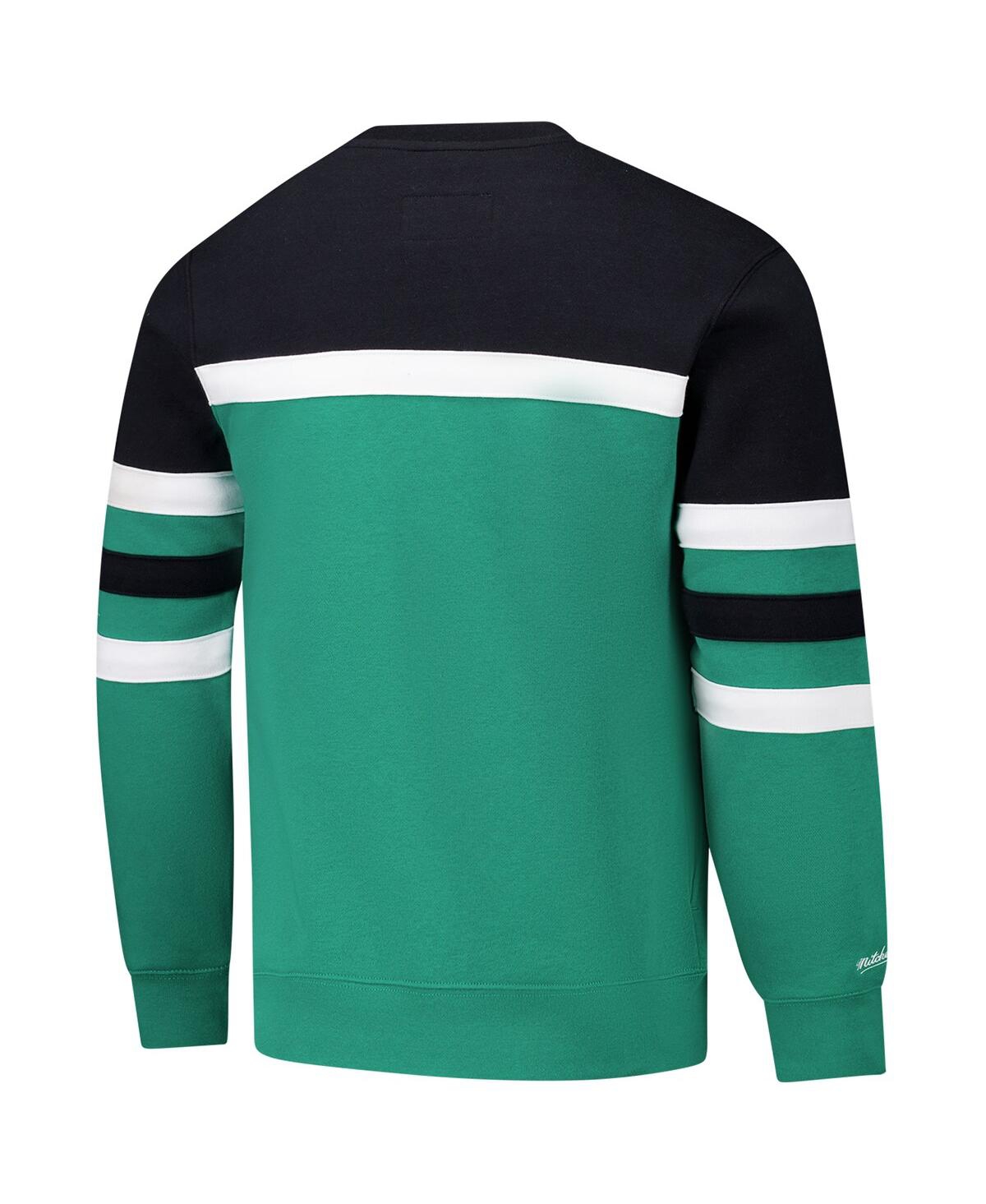 Mitchell & Ness Men's Kelly Green/black Boston Celtics Hardwood Classics Vintage Logo Head Coach Pullover Sweatshirt In Kelly Green